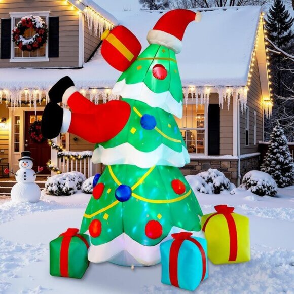 🆕7FT Inflatable Christmas Tree with Built-in LEDs Lights Outdoor Decorations - Picture 10 of 11